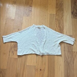 Eileen Fisher cream cotton and linen cardigan size petite medium.